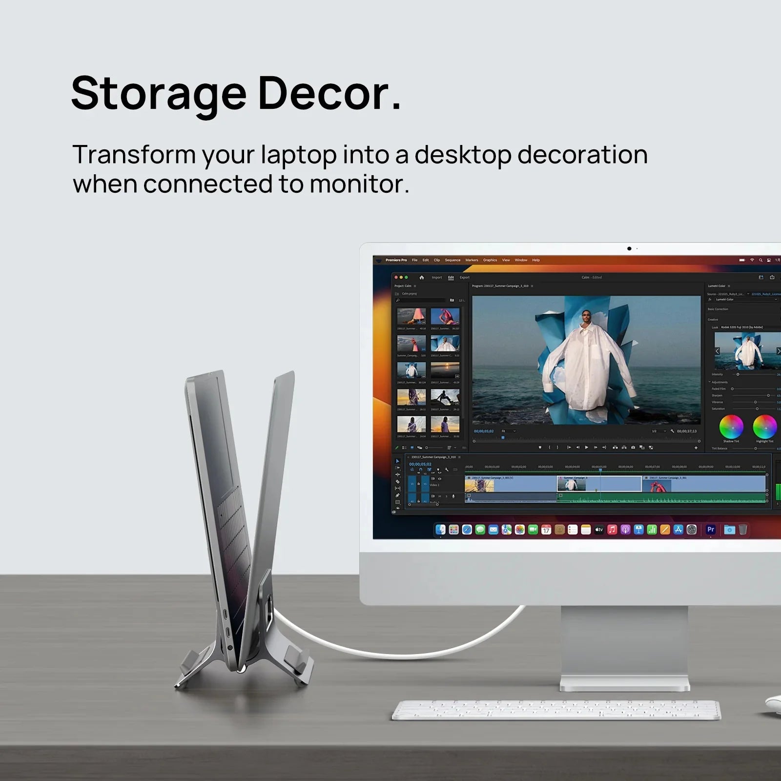 SODI Vertical Laptop Stand For Desk Gravity Auto Lock Vertical Stand Aluminum Laptop Vertical Dock Stand Holder