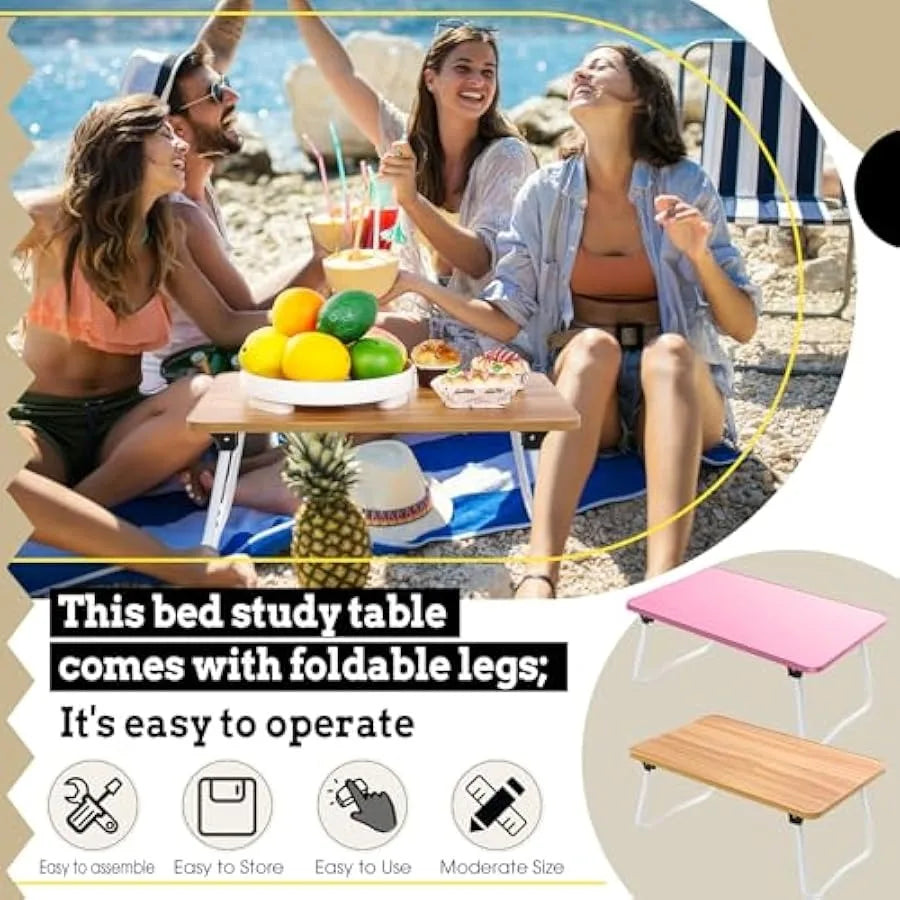 4 Pcs Foldable Lap Table Folding Laptop Bed Desk 4 Color Portable Study Table Laptop Stand for Bed Lightweight Laptop Tray Mini