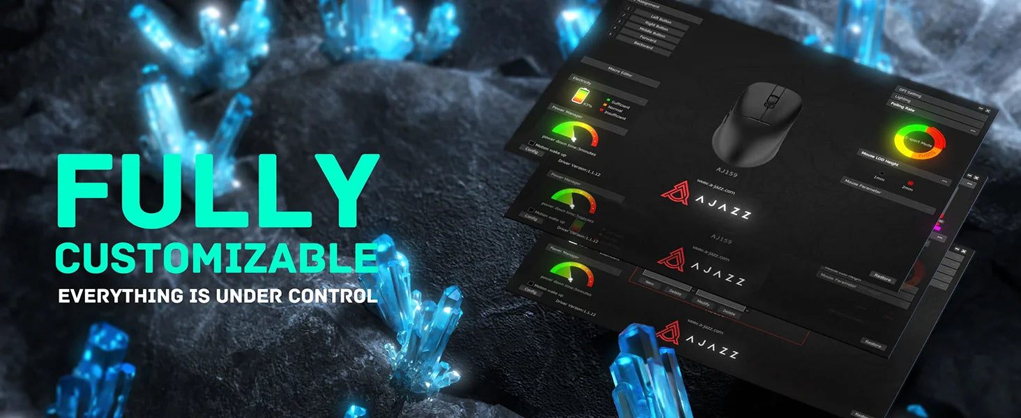 A.JAZZ AJ159APEX 8Khz Wireless Gaming Mouse Ultralight 56g with Magnetic Screen Charging Dock 42000DPI PAW3950 Sensor Tri Mode B