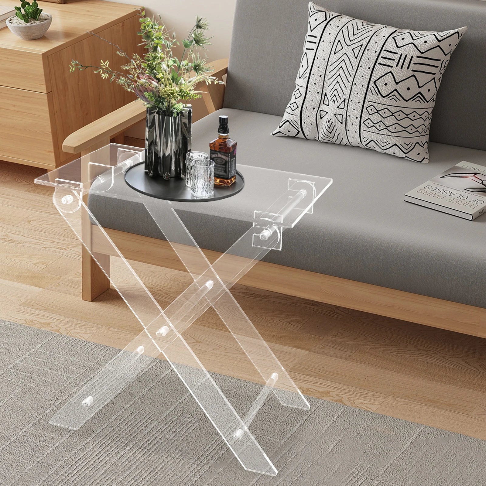 Acrylic Laptop Stand, Foldable X-Design with 22lb Capacity, 23.07" Height, 18.6x11.9" Clear Tabletop for Home/Office Use