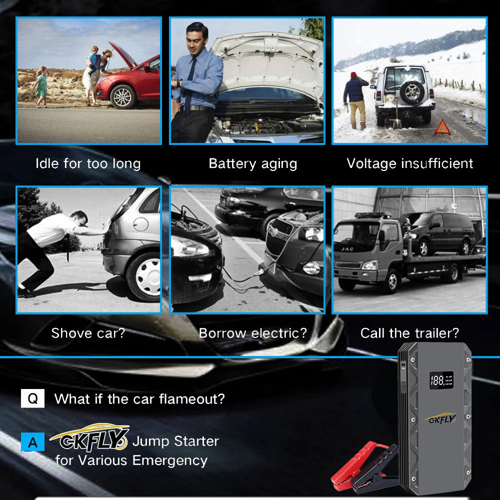 High Power 5000A Starting Device 12V Car Jump Starter Petrol Diesel Car Charger Starter Cables For Car Battery Booster Buster