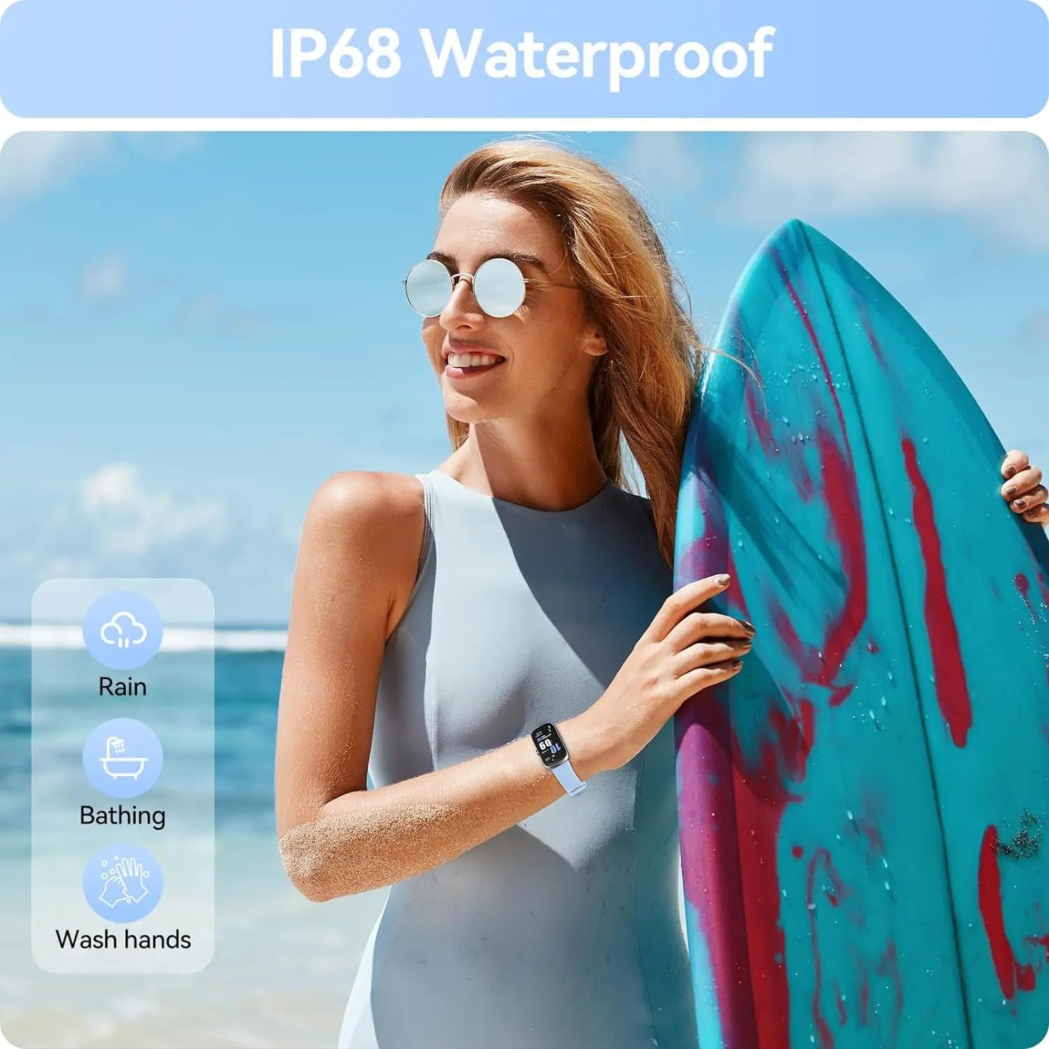 Fitness Tracker with Heart Rate Blood Oxygen Sleep Monitor, IP68 Waterproof Activity & Pedometer, smart Watches for Women Men