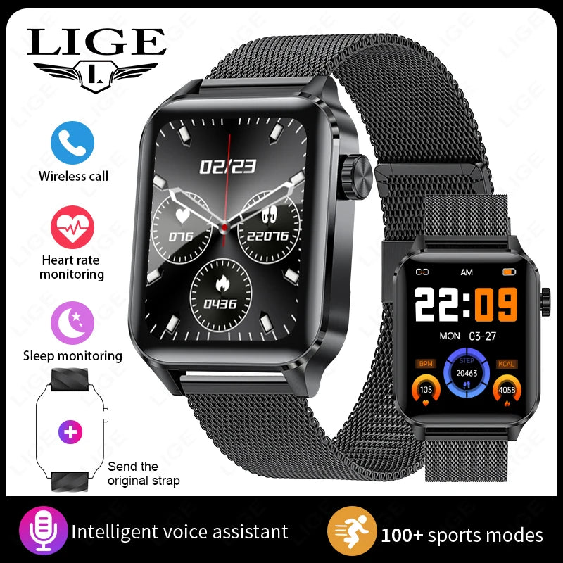 LIGE New Bluetooth Call Smart Watches Women Wrist Watch Fitness Watch Waterproof Smartwatch For Xiaomi Huawei Android iOS iPhone