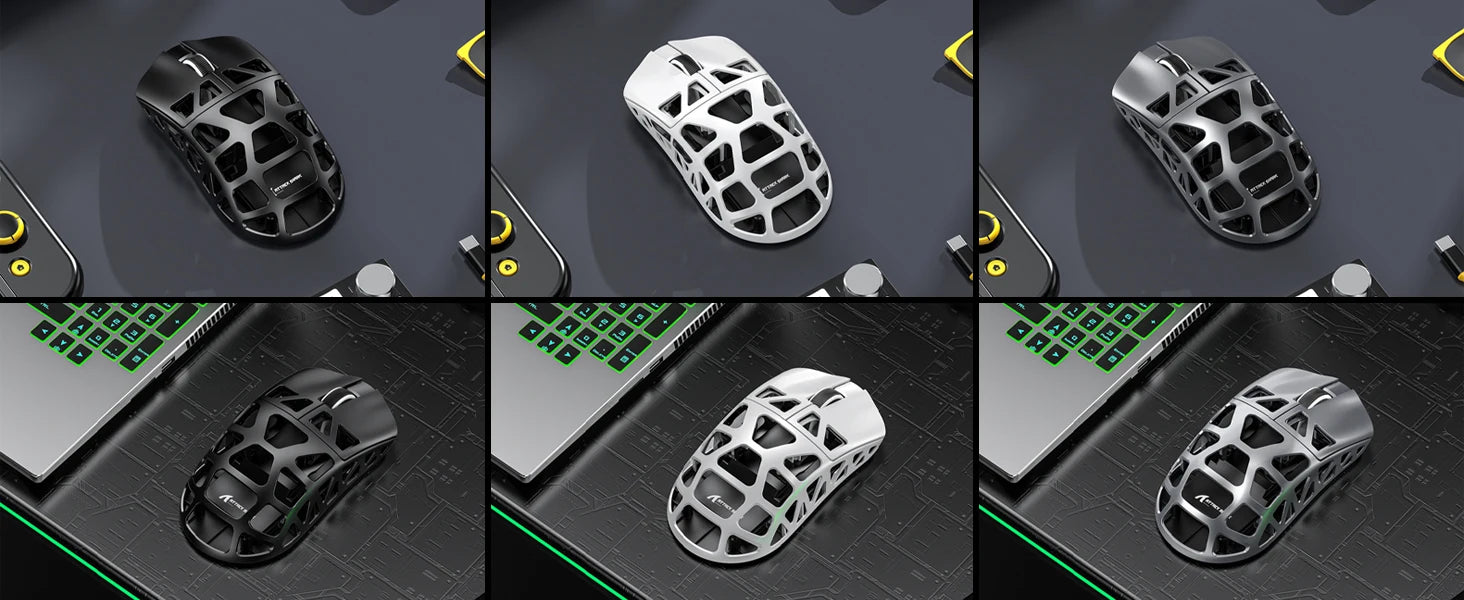 Attack Shark R3 Wireless Gaming Mouse,PAW3395 Up to 26K DPI 8KHz Return Rate,Magnesium Alloy 46G Ultralight Hollowed Design, Tri