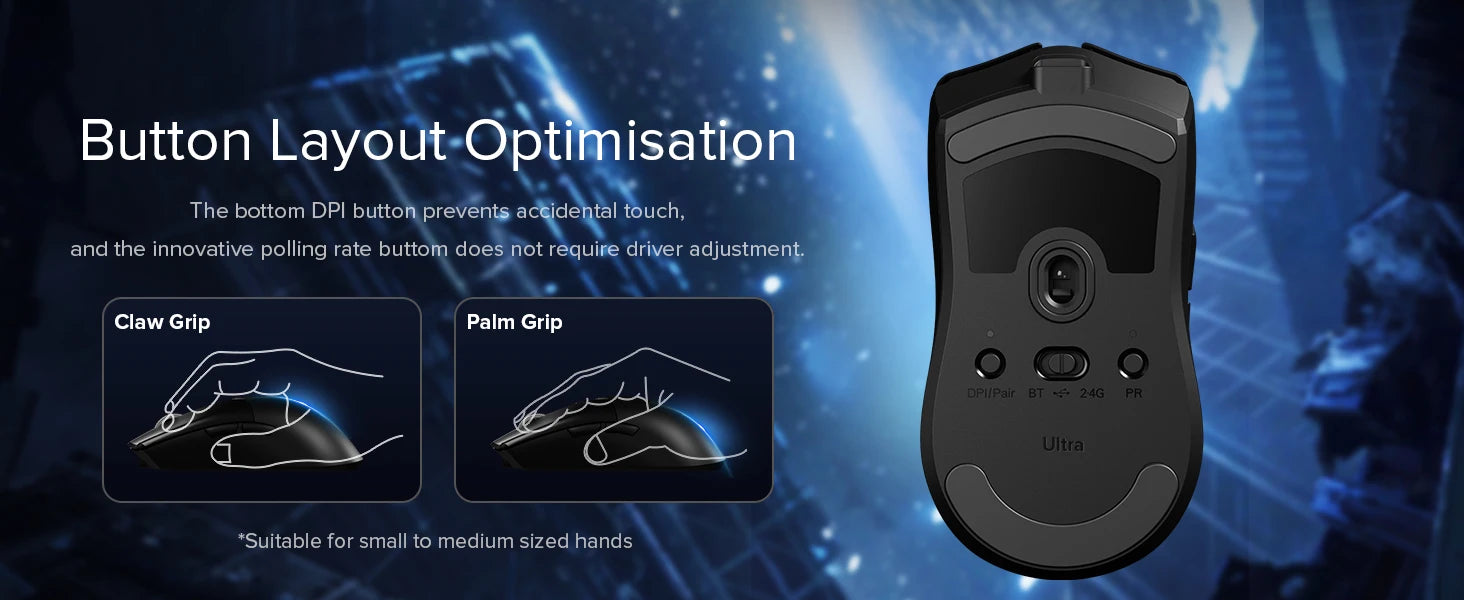 Delux M800 Ultra Lightweight 55g PAW3395 Wireless Bluetooth Tri-Mode Gaming Mouse 26000DPI 4K Compatible Macro Mice For PC Gamer