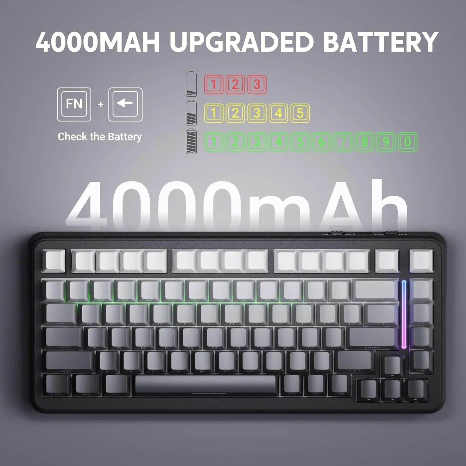 ATTACK SHARK M86 Wireless Mechanical Gaming Keyboard, 75% Gasket Hot Swappable RGB Custom Keyboard, Side Printed PBT Keycaps