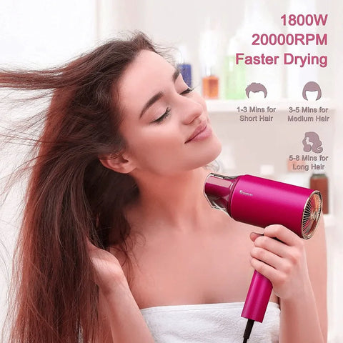 Water Ionic Hair Dryer; 1800W Blow Dryer With Magnetic Nozzle 2 Speed And 3 Heat Settings Powerful Low Noise Fast Drying Travel