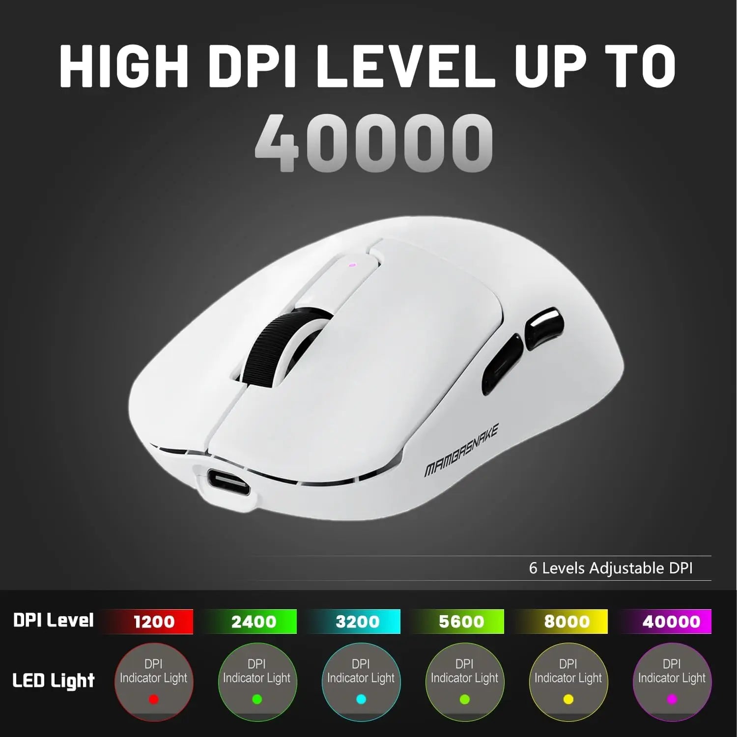 MAMBASNAKE M3 Wireless Gaming Mouse,40K DPI,39g Lightweight Gaming Mouse,PAW3395PRO Optical Sensor