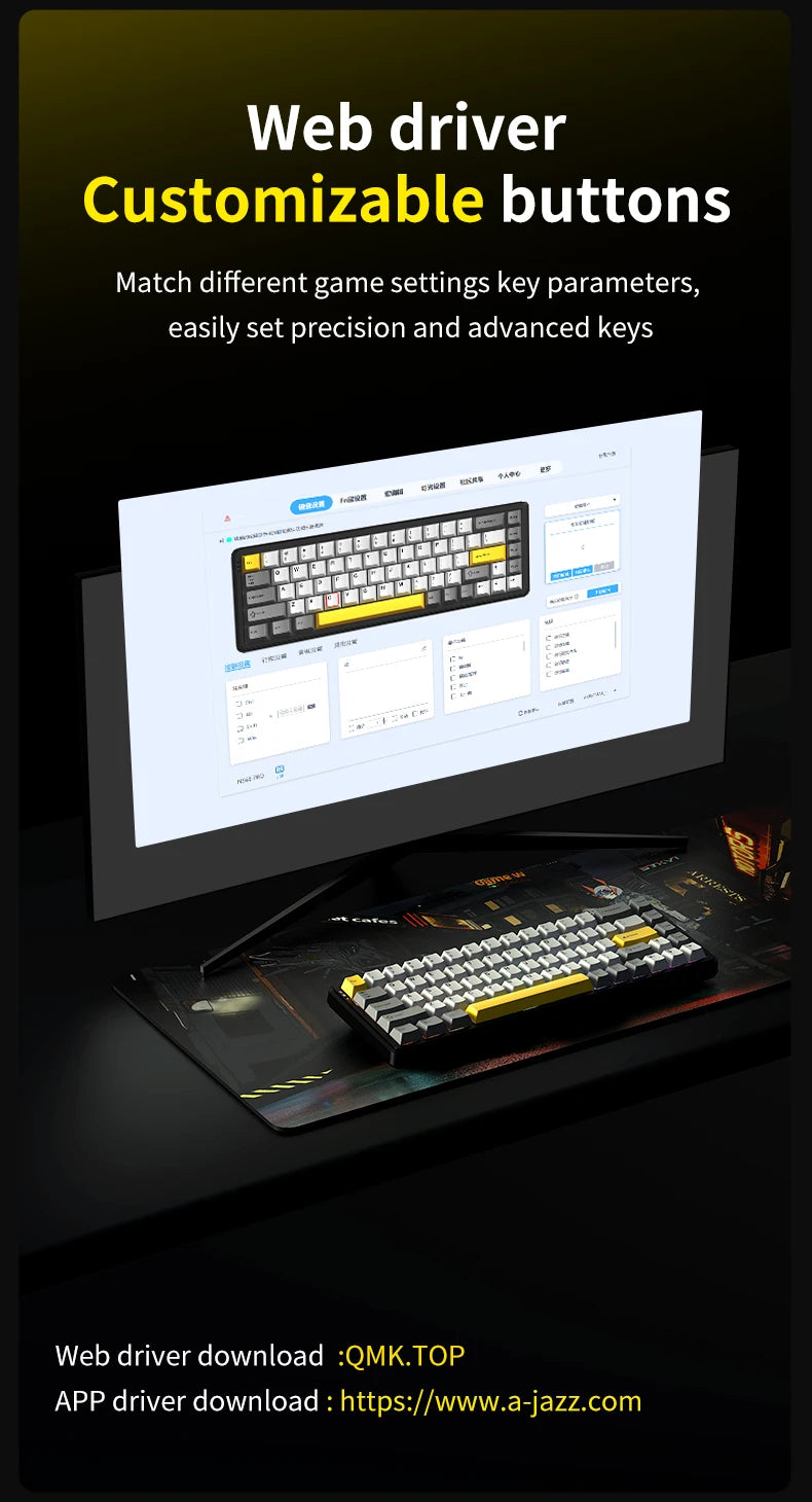 AJAZZ AK680MAX-Hall gaming magnetic Switch-wireless mechanical keyboard supports wired 8K refresh rate-RGB-DIY