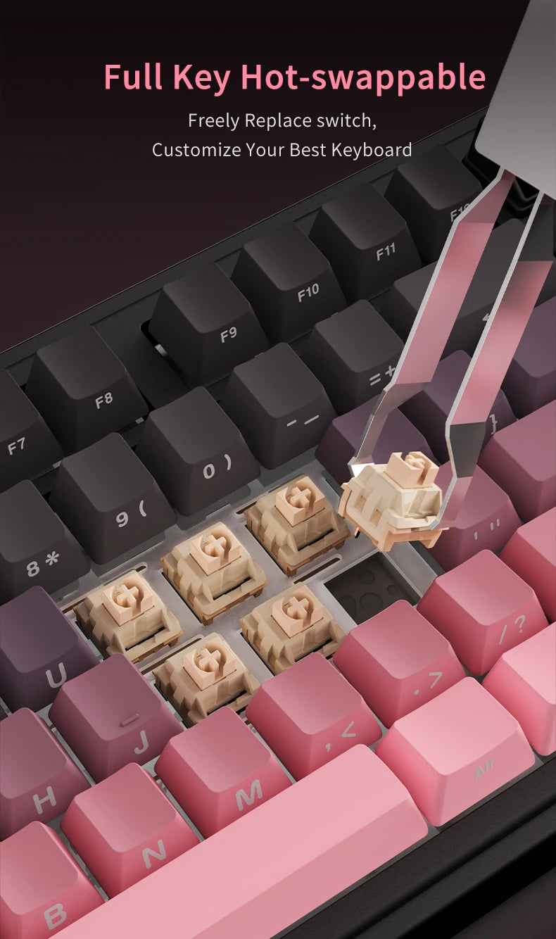 AJAZZ AK870 PLUS wireless Bluetooth mechanical keyboard three-mode hot-swappable screen gaming game boy