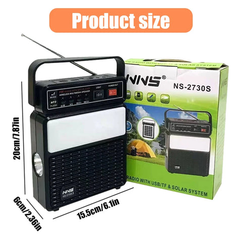 Portable outdoor camping solar lighting radio Bluetooth speaker, with two light bulbs and multiple lighting modes