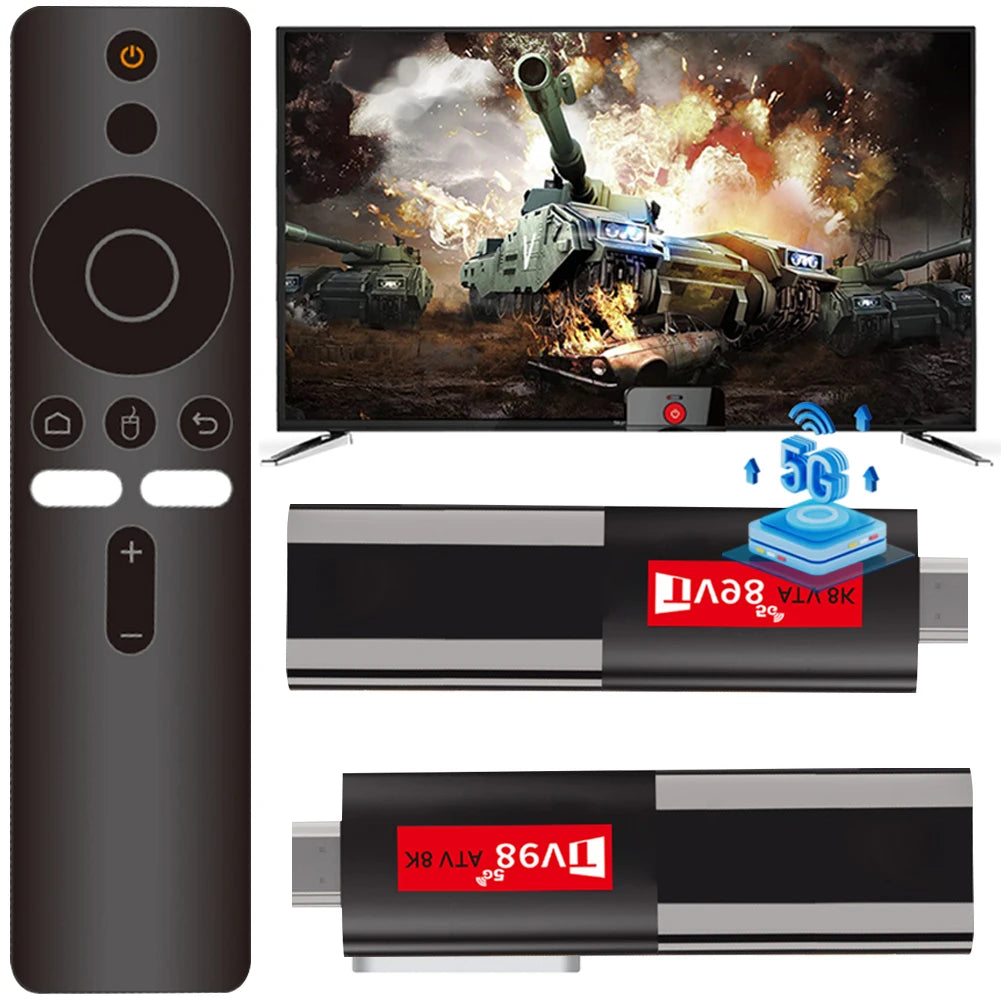 TV98 Smart TV Stick Android 14 H618 2.4G 5G Dual WiFi BT5.0 Video Set Top TV Box H618 Quad Core Media Player Voice Remote TV Box