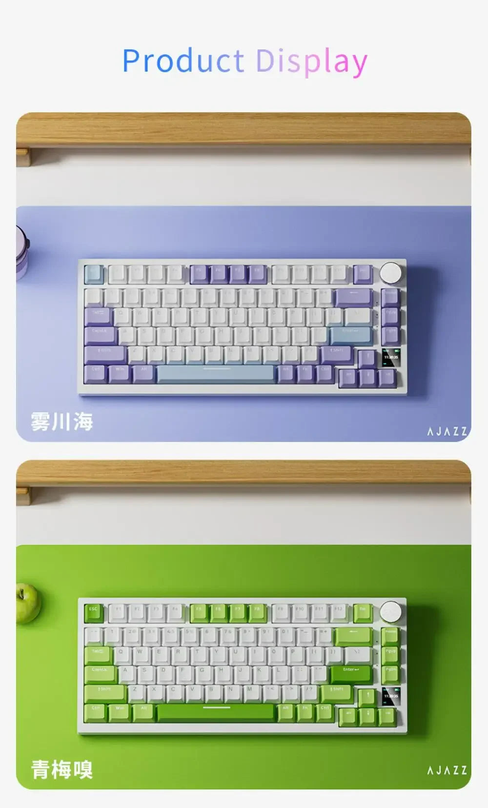 Ajazz Ak820 RGB Tri-Mode Gaming Mechanical Keyboard 82 Key Bluetooth 2.4GHz Wireless Gamer Keyboard Custom Gasket for Pc Laptop