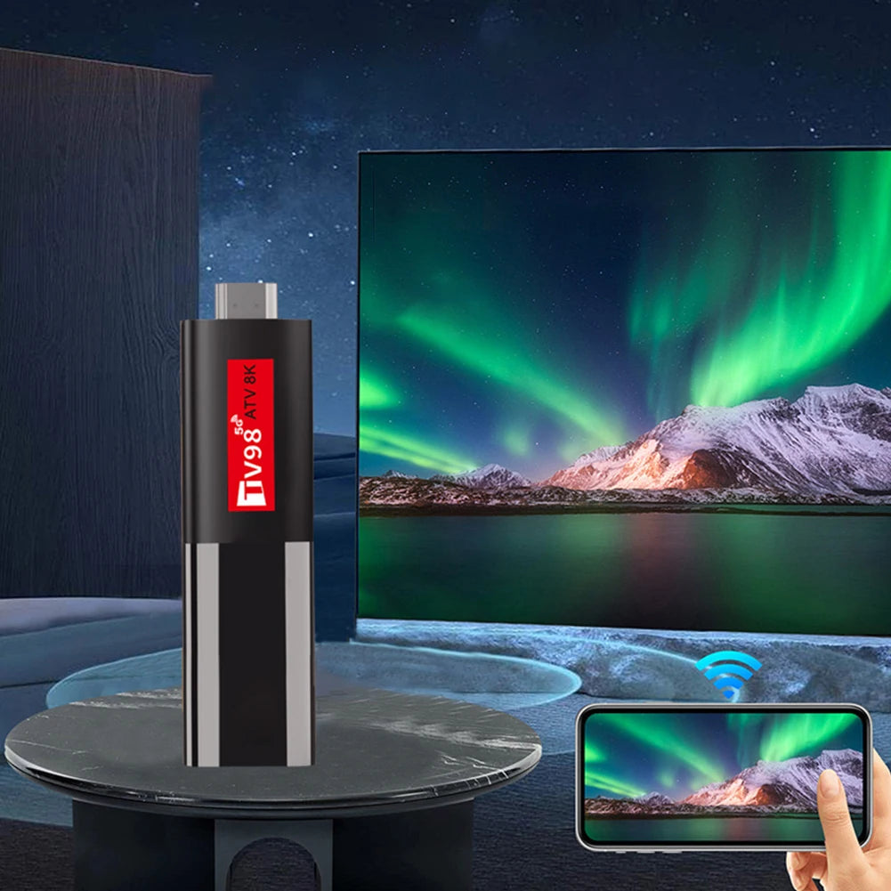 TV98 Smart TV Stick Android 14 H618 2.4G 5G Dual WiFi BT5.0 Video Set Top TV Box H618 Quad Core Media Player Voice Remote TV Box