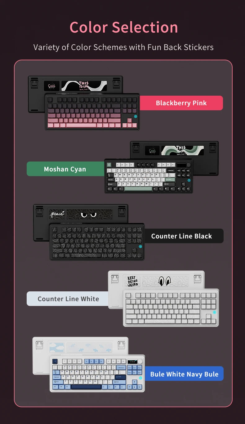 AJAZZ AK870 PLUS wireless Bluetooth mechanical keyboard three-mode hot-swappable screen gaming game boy