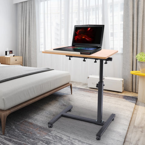 Rolling Laptop Desk 58-90cm Height Adjustable Mobile Computer Stand Bed Side Table Office Mobile Laptop Stand Desk