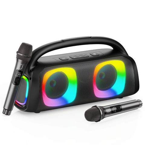 Karaoke Machine for Adults and Kids, Portable Bluetooth Speaker with Microphones, PA System with 2 Karaoke Microphones