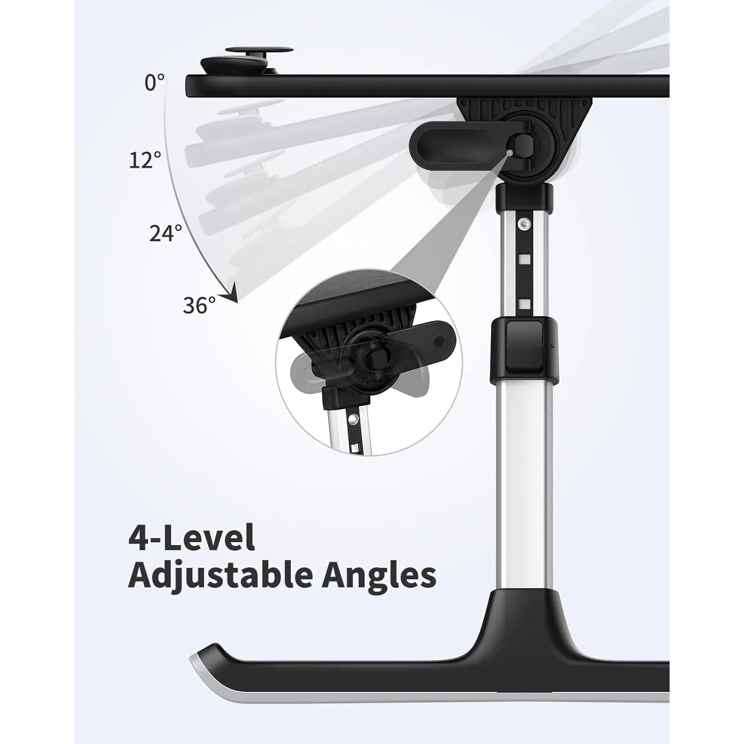 Desk for Bed, SAIJI Height & Angle Adjustable Laptop Stand for Bed, Lap Desk Bed Tray Table, Light Weight Foldable Portable