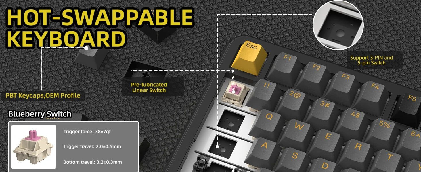 ATTACK SHARK X85Pro 75% Mechanical Keyboard with Screen & Knob Hot Swappable Wireless 2.4GHz/Bluetooth/Wired RGB Gasket Mount QM