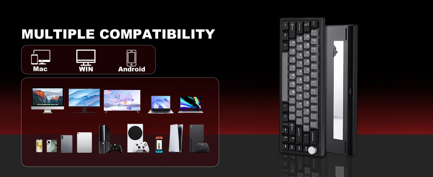 YUNZII AL68 Silver Wireless Custom Mechanical Keyboard, QMK/VIA Aluminum Keyboard, Hot Swap Gasket Gaming Keyboard with Knob