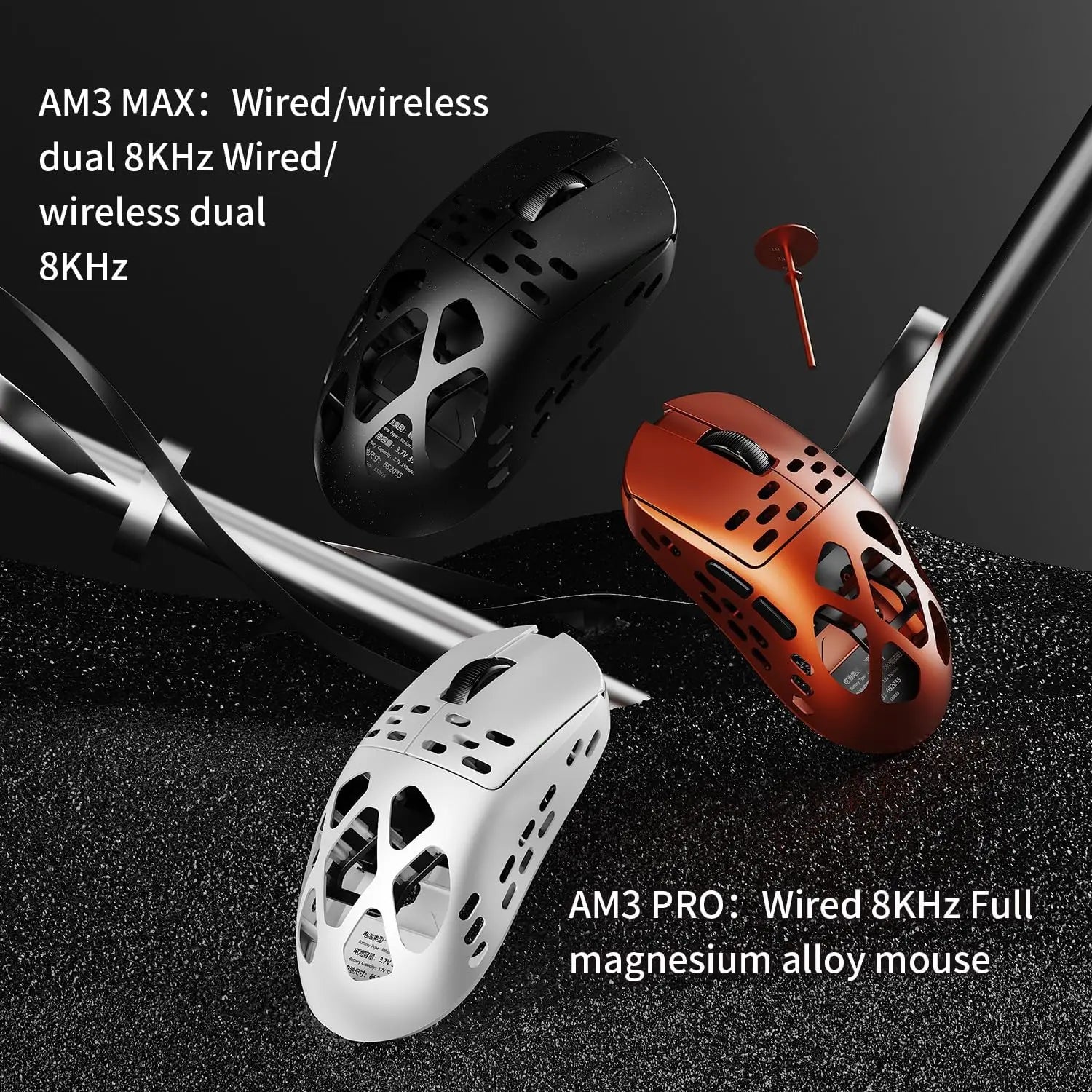 AJAZZ AM3 MAX wireless gaming mouse, lightweight all-magnesium alloy, supports 8K return rate, 30000DPI, PAW3950