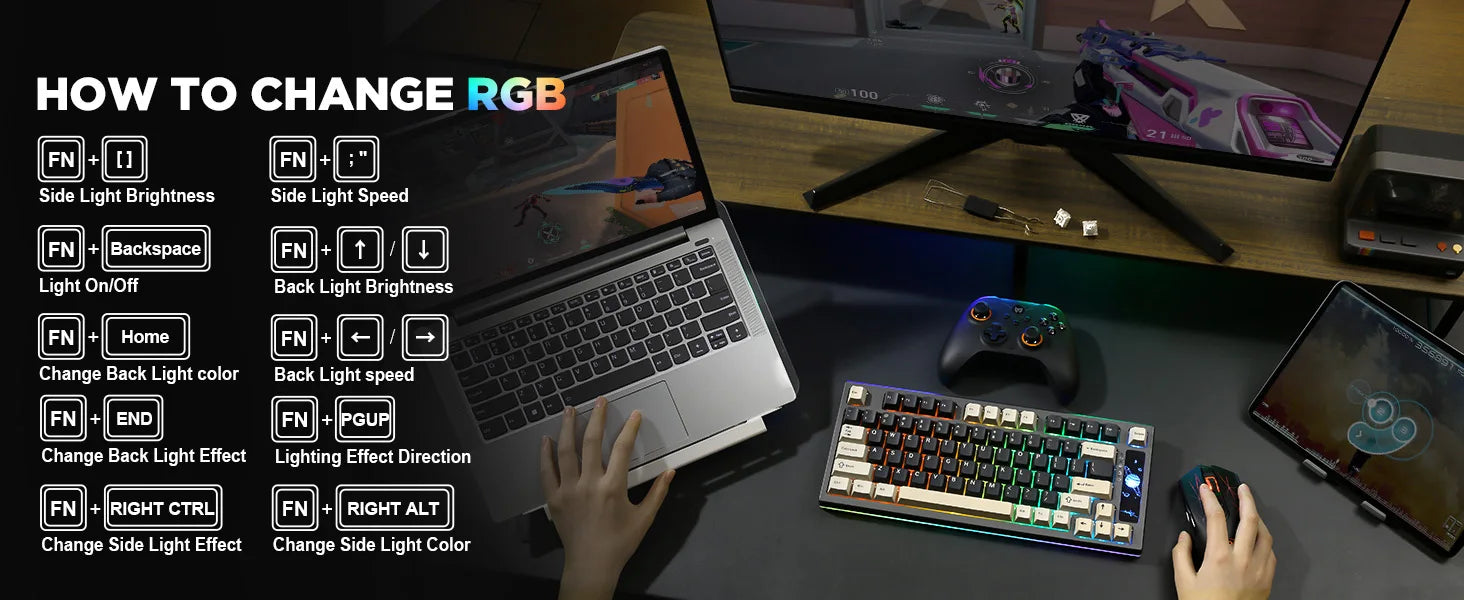 YUNZII RT80 Hall Effect 8K Rapid Trigger Gaming Mechanical Keyboard, 82-Key Wireless Adjustable Actuation Magnetic Hot Swap Keeb