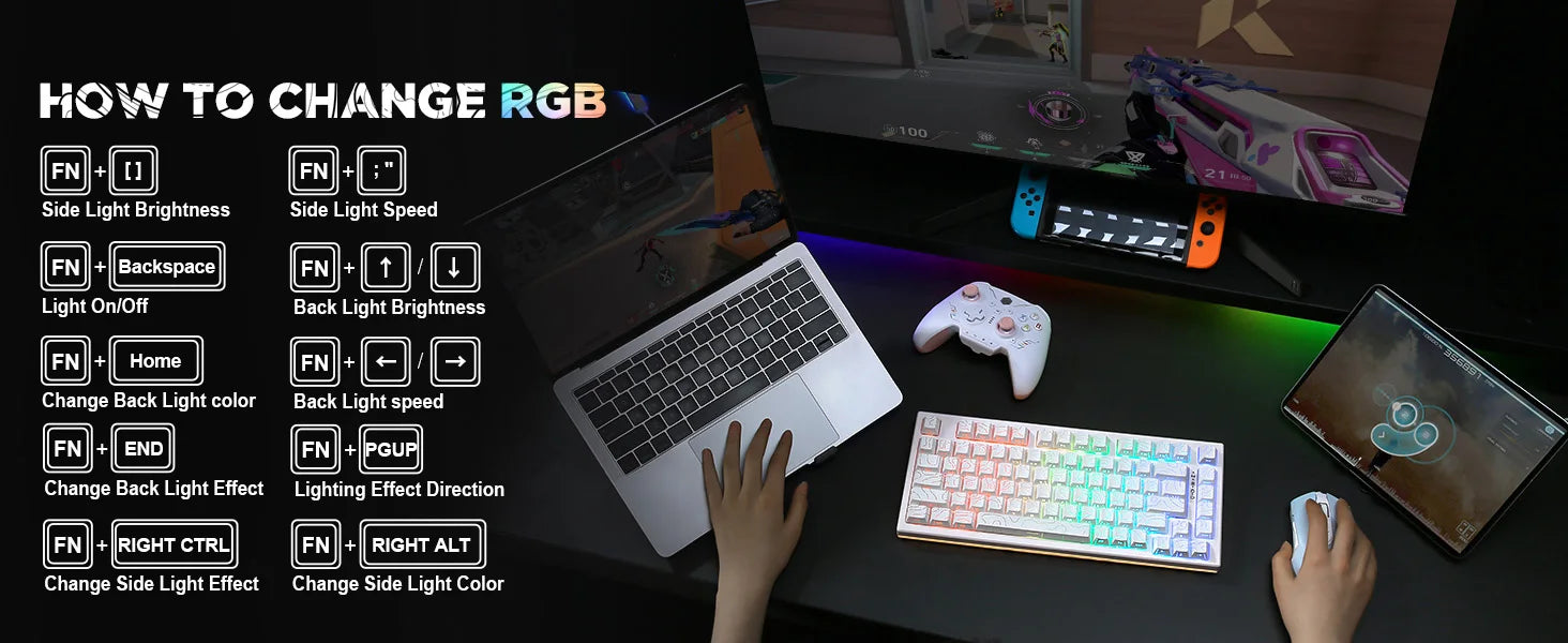 YUNZII RT80 Hall Effect 8K Rapid Trigger Gaming Mechanical Keyboard, 82-Key Wireless Adjustable Actuation Magnetic Hot Swap Keeb