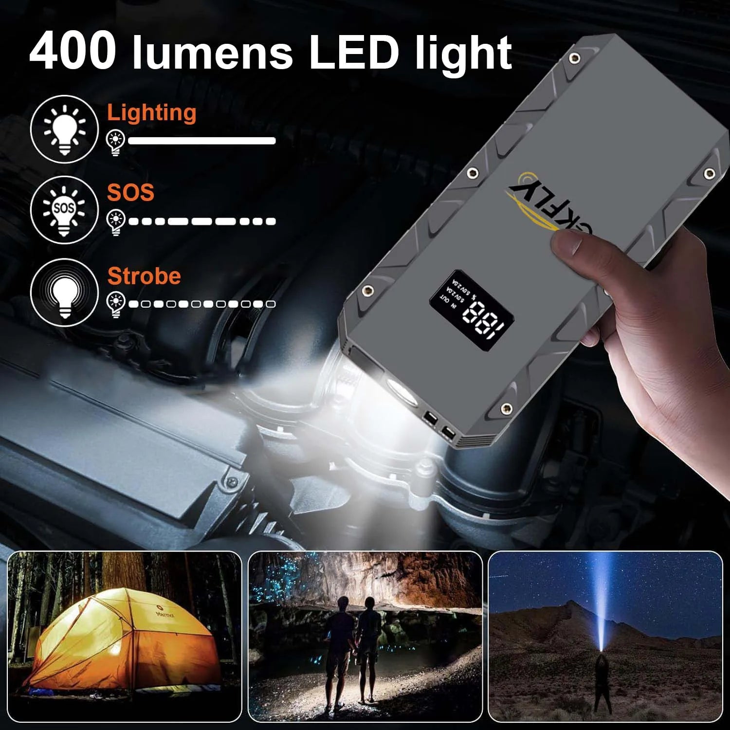 High Power 5000A Starting Device 12V Car Jump Starter Petrol Diesel Car Charger Starter Cables For Car Battery Booster Buster