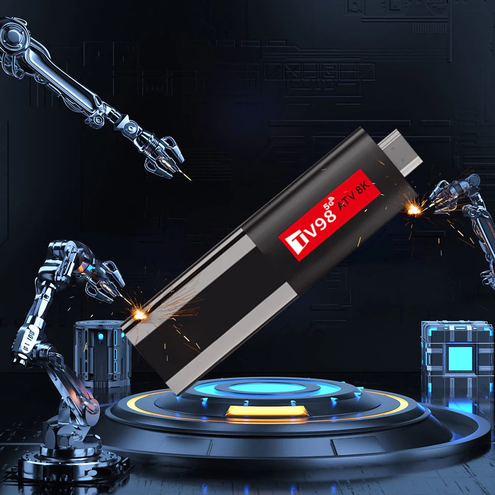 TV98 Smart TV Stick Android 14 H618 2.4G 5G Dual WiFi BT5.0 Video Set Top TV Box H618 Quad Core Media Player Voice Remote TV Box