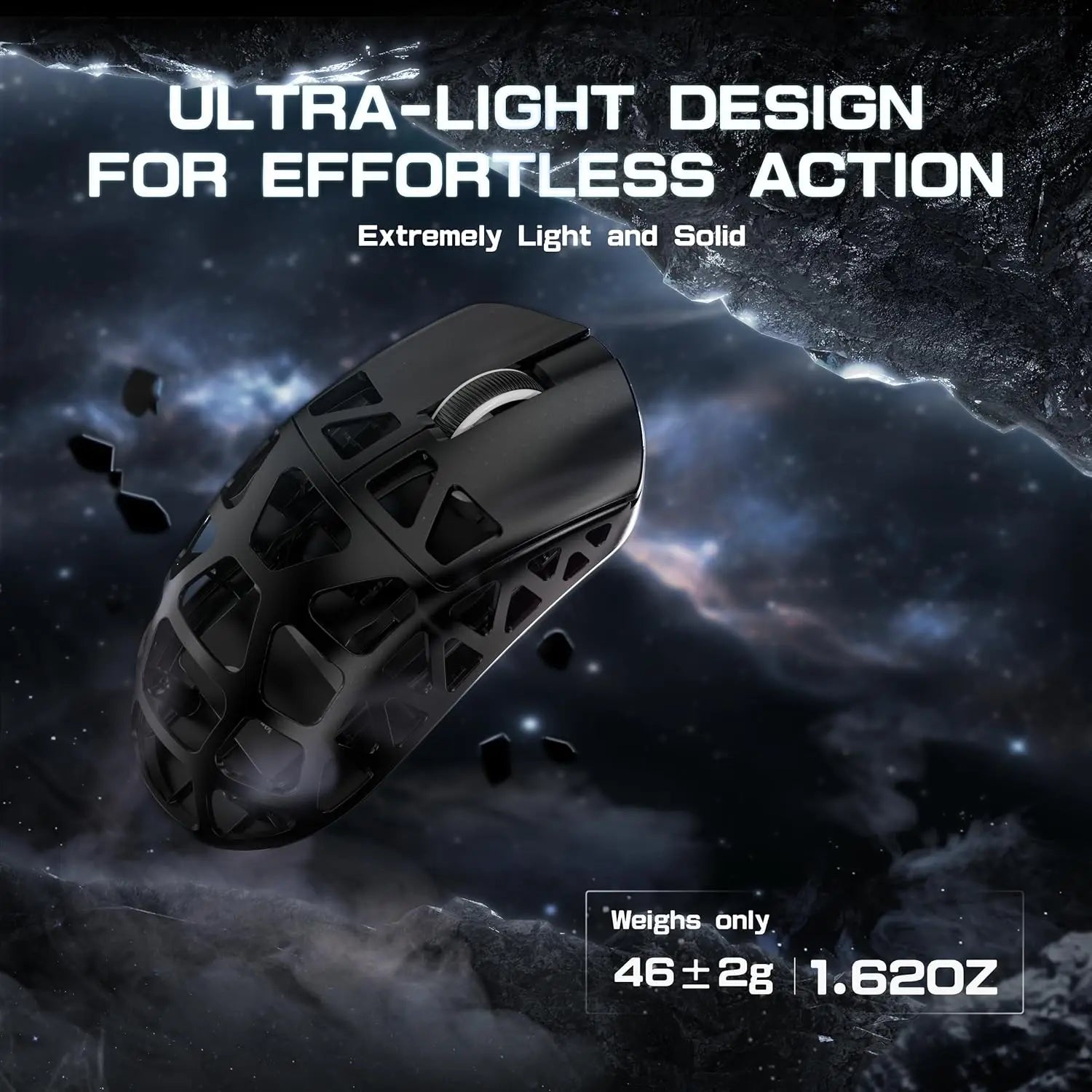 Attack Shark R3 Wireless Gaming Mouse,PAW3395 Up to 26K DPI 8KHz Return Rate,Magnesium Alloy 46G Ultralight Hollowed Design, Tri