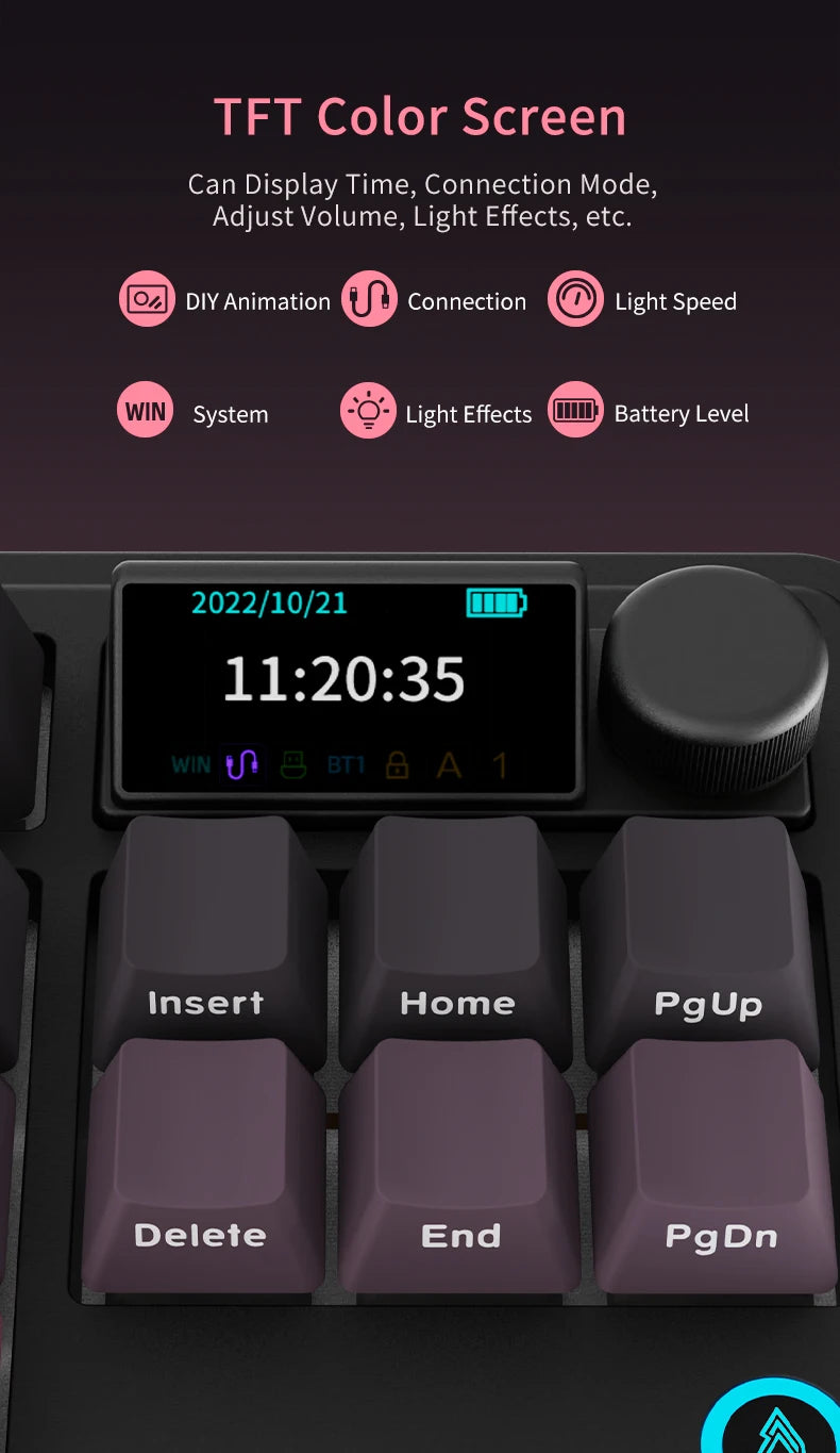 AJAZZ AK870 PLUS wireless Bluetooth mechanical keyboard three-mode hot-swappable screen gaming game boy