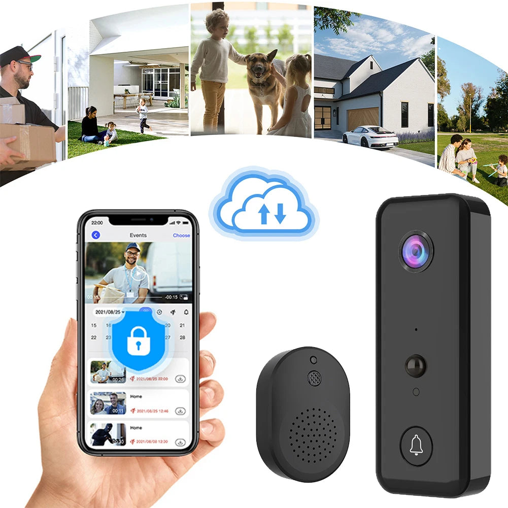 Video Doorbell Camera 2-Way Audio Doorbell with Camera PIR Motion Detection for Home Office