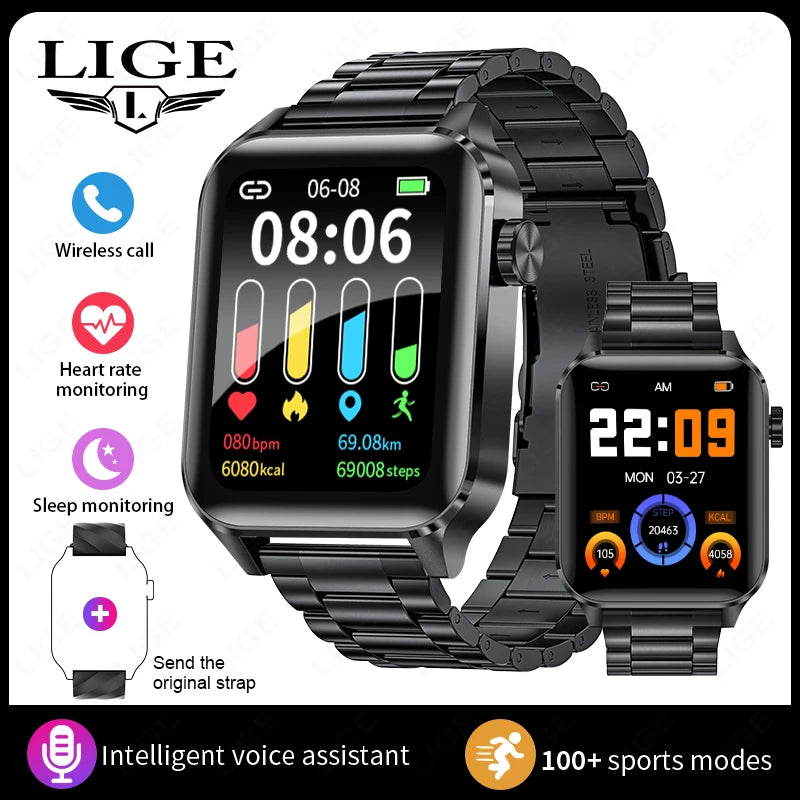 LIGE New Bluetooth Call Smart Watches Women Wrist Watch Fitness Watch Waterproof Smartwatch For Xiaomi Huawei Android iOS iPhone