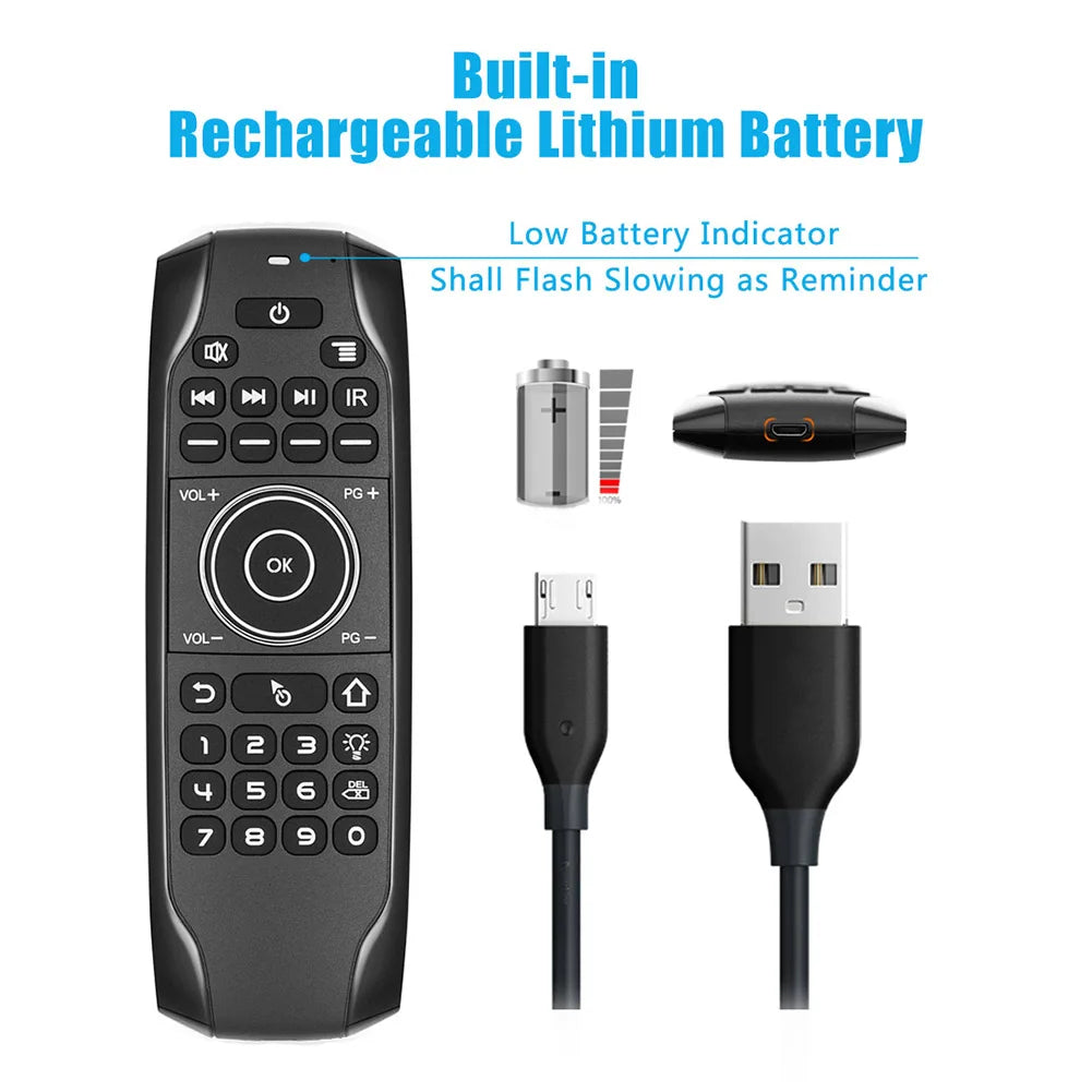 3.7-4.2V Wireless Keyboard Remote Control Bluetooth-compatible IR Backlight Remote Control Micro USB Charging for Android TV Box