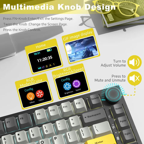 MAMBASNAKE x Ajazz AK820 Pro 75% Mechanical Keyboard and Coiled Cable Hot Swappable