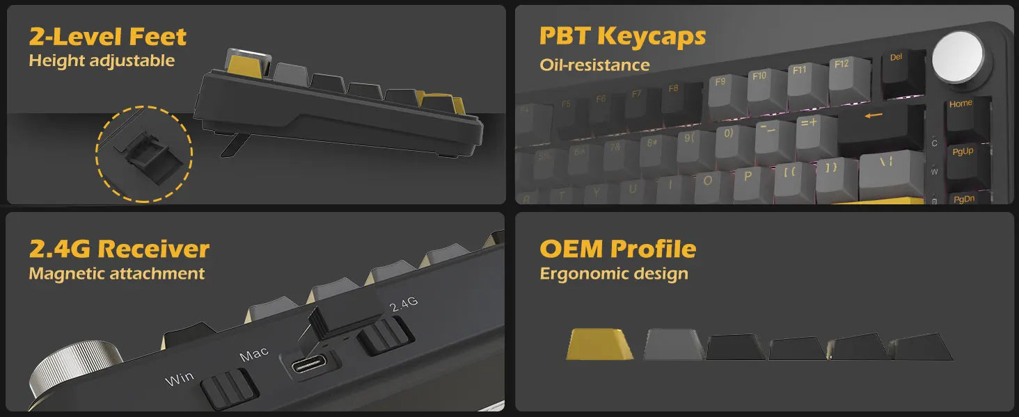 ATTACK SHARK X85Pro 75% Mechanical Keyboard with Screen & Knob Hot Swappable Wireless 2.4GHz/Bluetooth/Wired RGB Gasket Mount QM