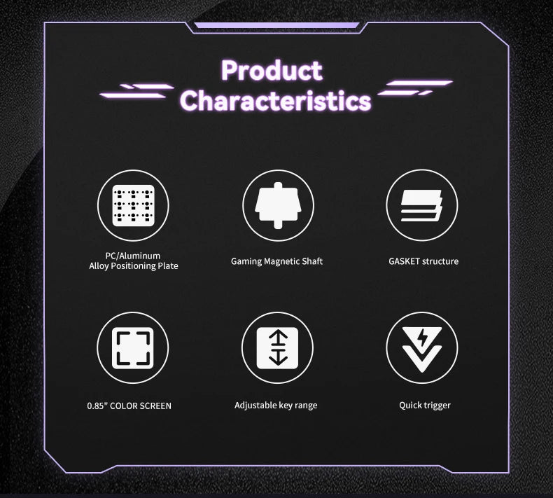 AJAZZ AK820 hall switch mechanical keyboard Gasket structure-three-mode-gaming magnetic switch-0.58 inch color screen