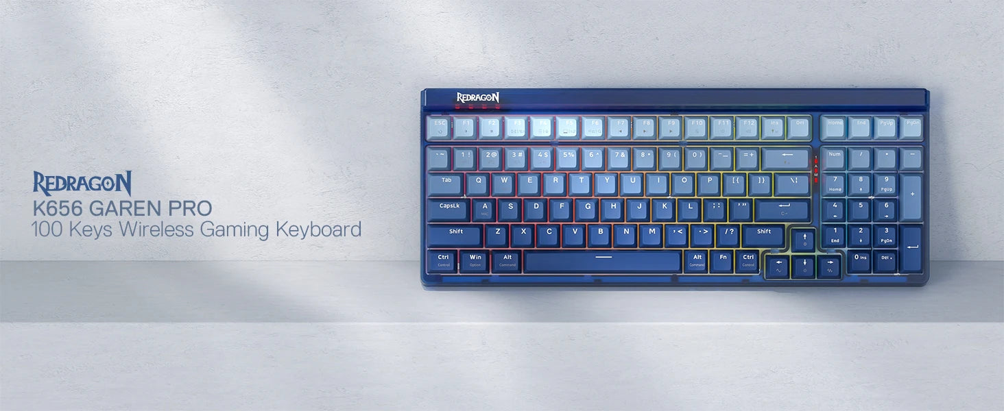 Redragon K656 PRO 3-Mode Wireless RGB Gaming Keyboard, 100 Keys Mechanical Keyboard , Hot-Swappable Socket, Purple Switches