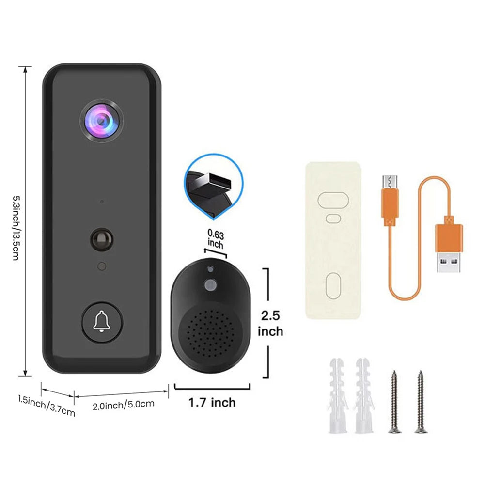 Video Doorbell Camera 2-Way Audio Doorbell with Camera PIR Motion Detection for Home Office