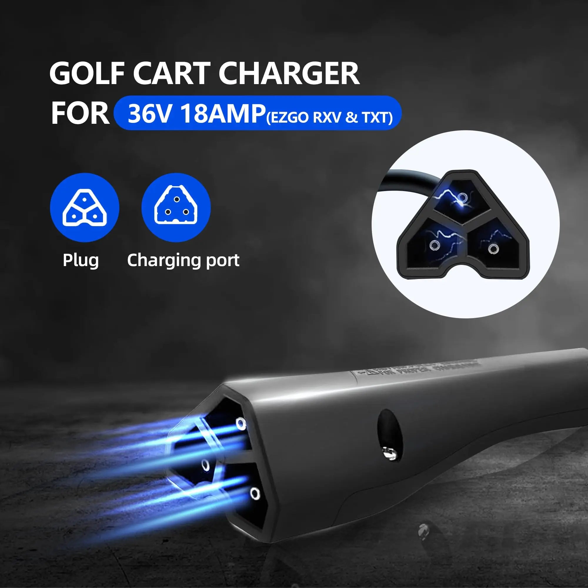 36V 18A Golf Cart Battery Charger for EZGO RXV TXT Club Car, Charger for Lead Acid Battery, IP67 Waterproof