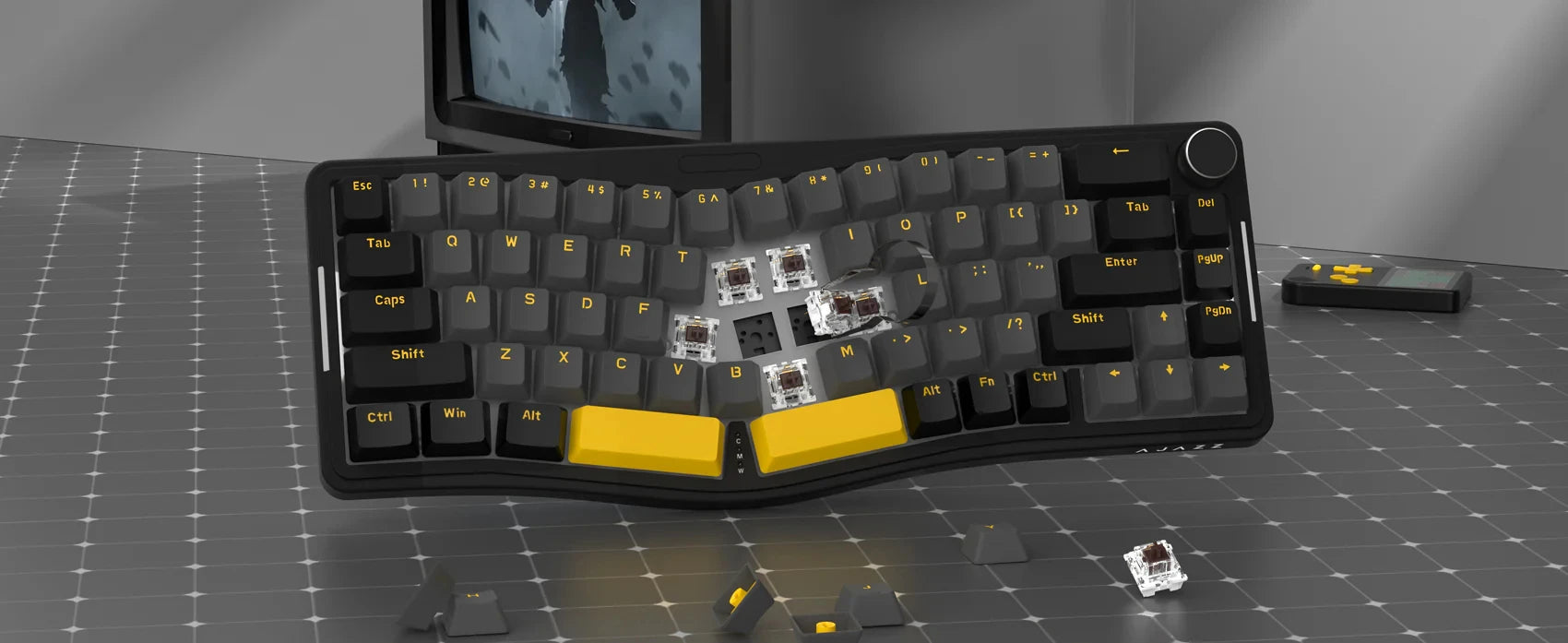 ATTACK SHARK x AJAZZ AKS068 Alice Mechanical Keyboard 60% Alice Layout Wired Mechanical Keyboard, VIA-Programmable