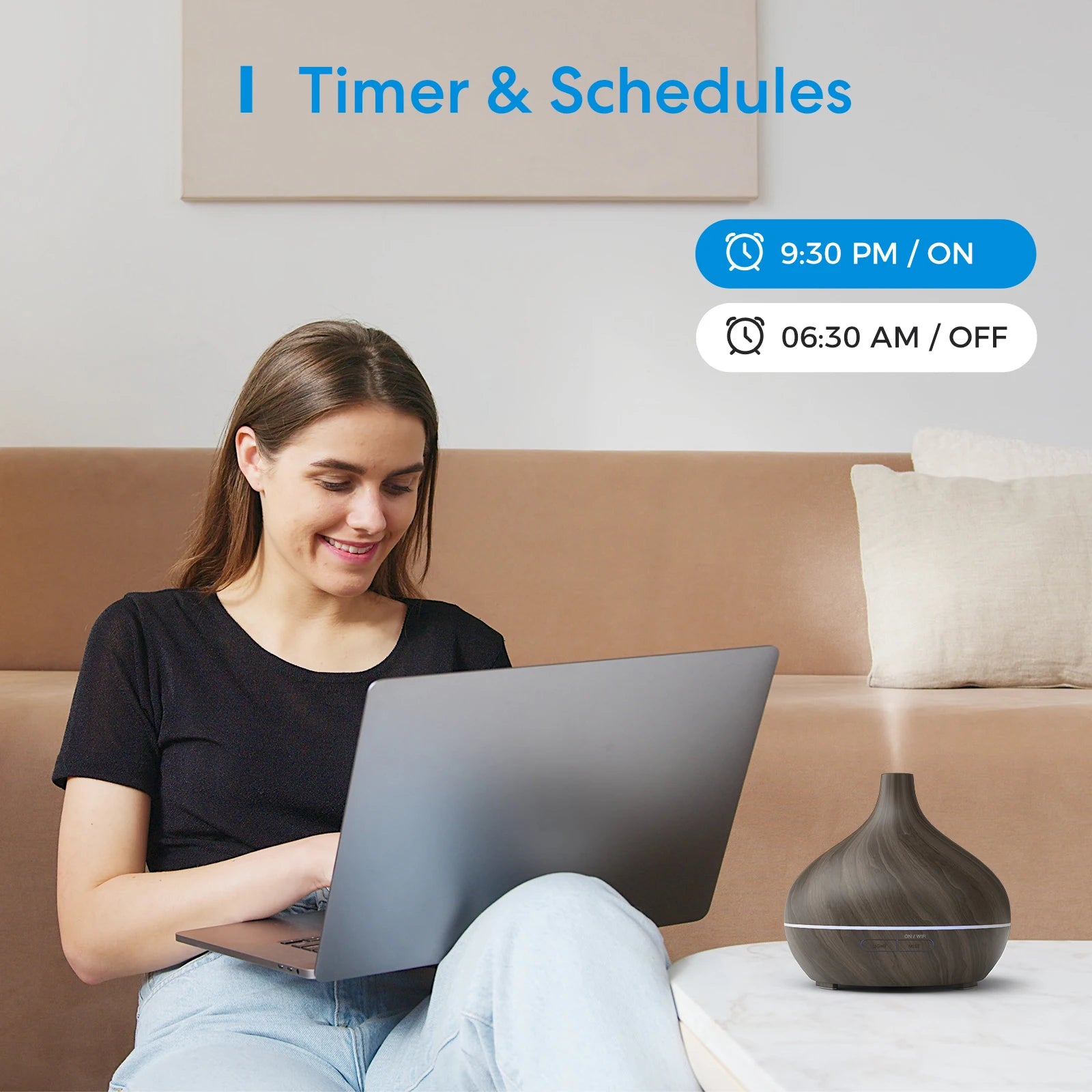 Meross Smart WiFi Wooden Essential Oil Diffuser Air Humidifier Voice Control Humificador For Bedroom Home Plants Support HomeKit