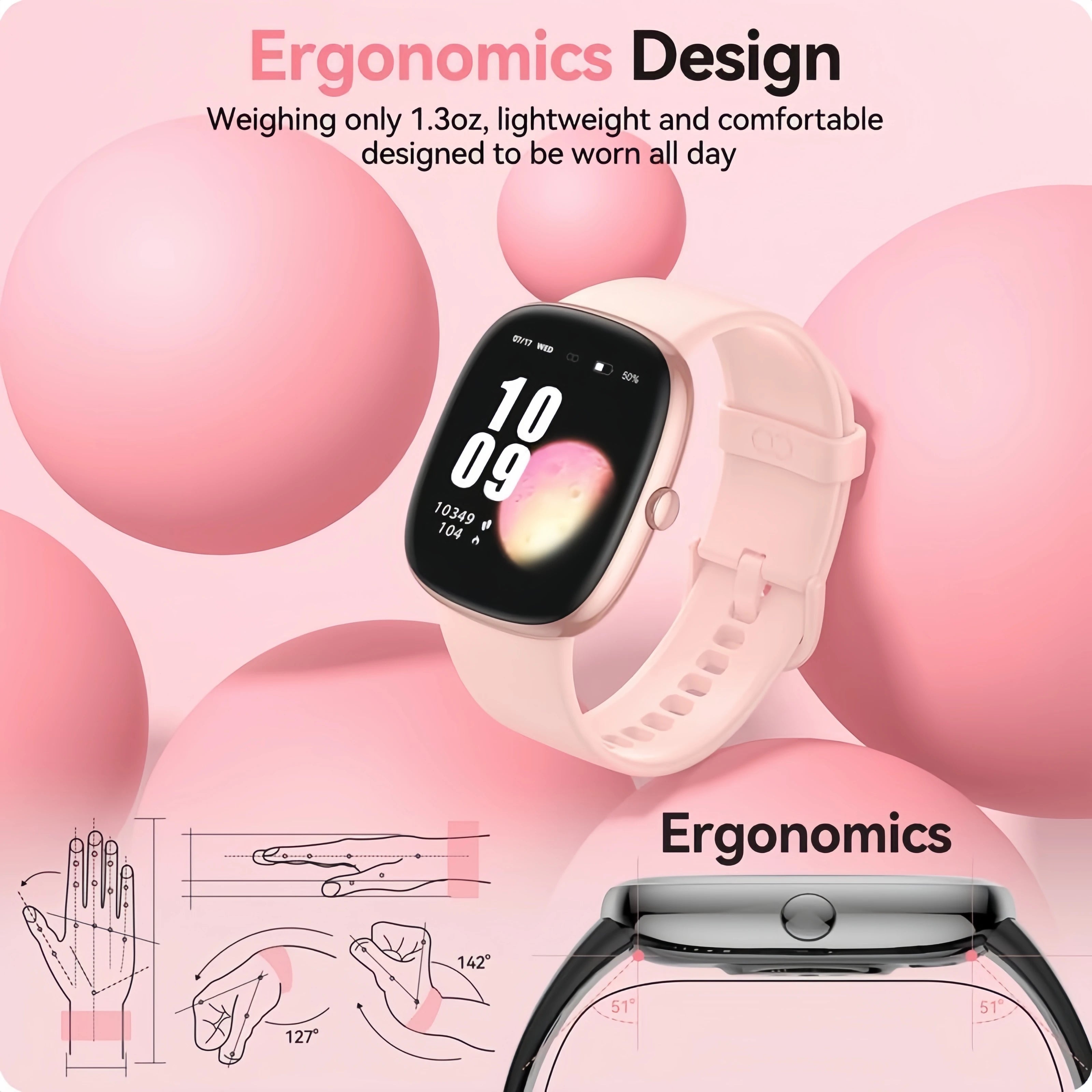 Smart Watches for Men Women  Sleep Tracking, 46mm 1.3oz Step Calorie Counter Fitness Watch Activity Trackers Pedometer forAndro