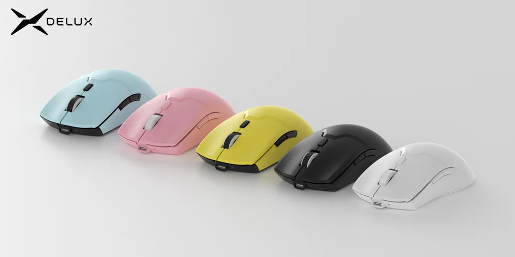 Delux M800PRO Gaming Mouse Wireless Tri-Mode Connection PAW3395 26000DPI 6 Programmable Buttons Macro Colorful Mice for PC Gamer