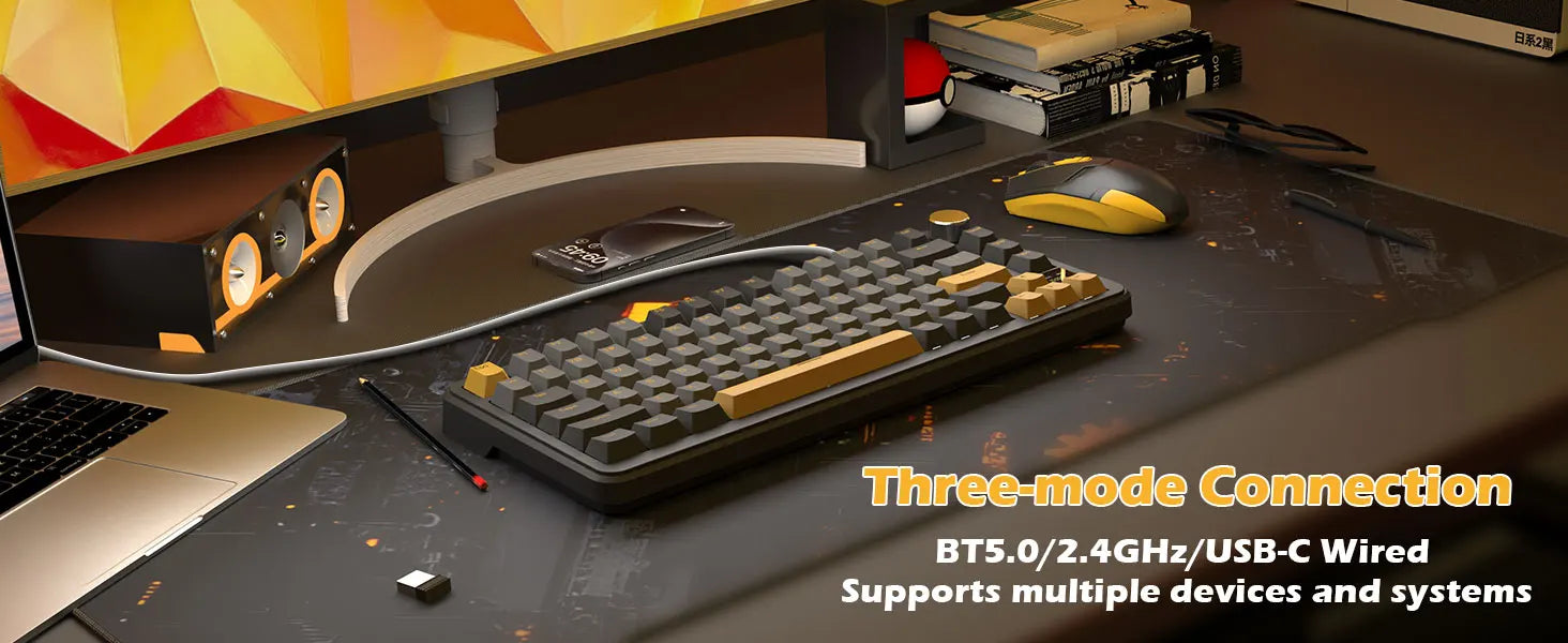 ATTACK SHARK X85Pro 75% Mechanical Keyboard with Screen & Knob Hot Swappable Wireless 2.4GHz/Bluetooth/Wired RGB Gasket Mount QM