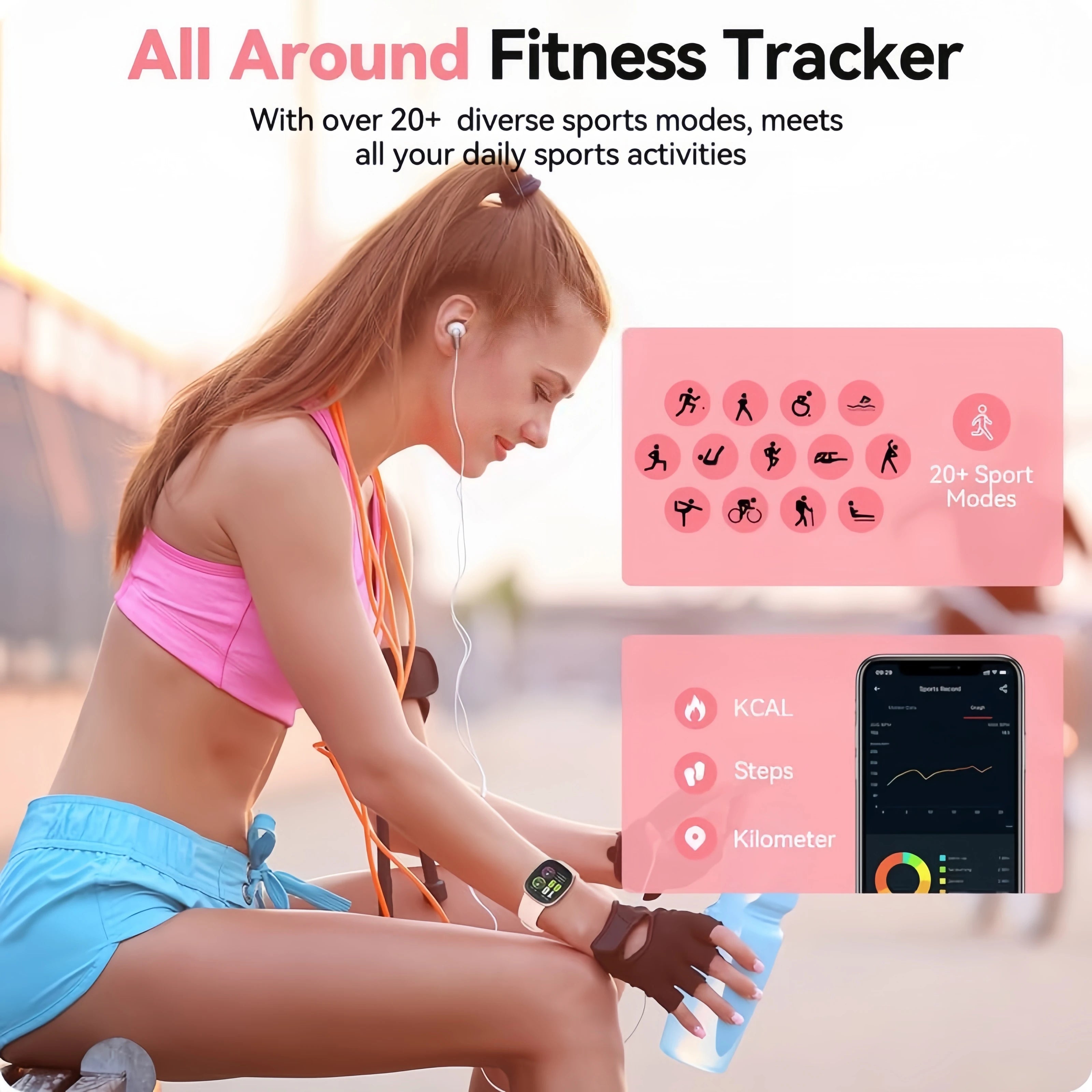 Smart Watches for Men Women  Sleep Tracking, 46mm 1.3oz Step Calorie Counter Fitness Watch Activity Trackers Pedometer forAndro