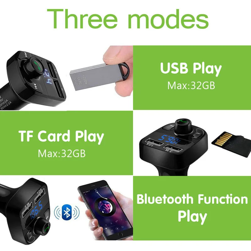 FM Transmitter Aux Modulator Bluetooth Handsfree Car Kit Car Audio MP3 Player with 3.1A Quick Charge Dual USB Car Charger
