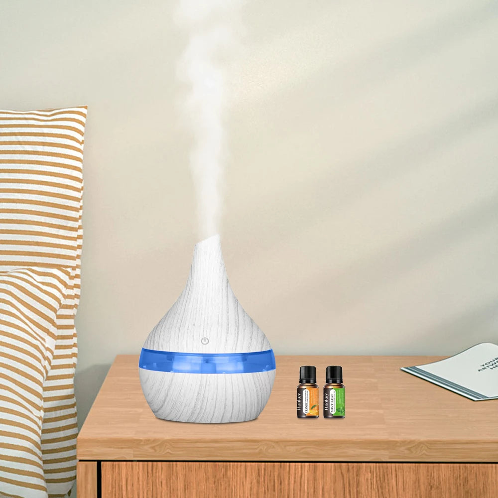 300ml USB Essential Oil Diffusers Ultrasonic Air Humidifier with 7-Color LED lights Cool Mist Maker for home bedroom