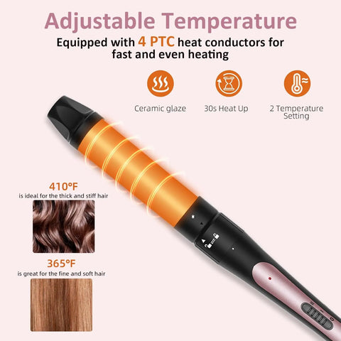 Thermal Brush, 1.5 inch Heated Round Curling Brush 2-in-1 Hair Dryer and Styler, Hot Straightener Comb with Detachable Head for
