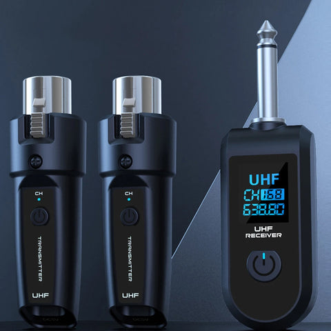 XLR Transmitter and Receiver Microphone Wireless System Wireless Mic Adapter for Audio Mixer Dynamic Mic Electric Guitar Bass